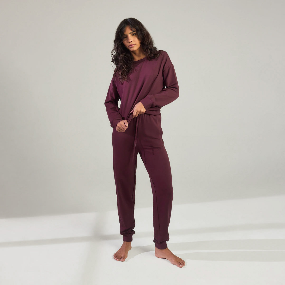 Luxe Lounge Sweatshirt - Dark Cherry