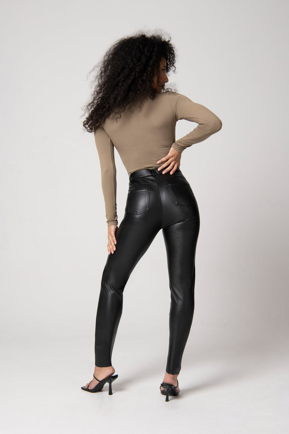 Leather Look Trousers - Black