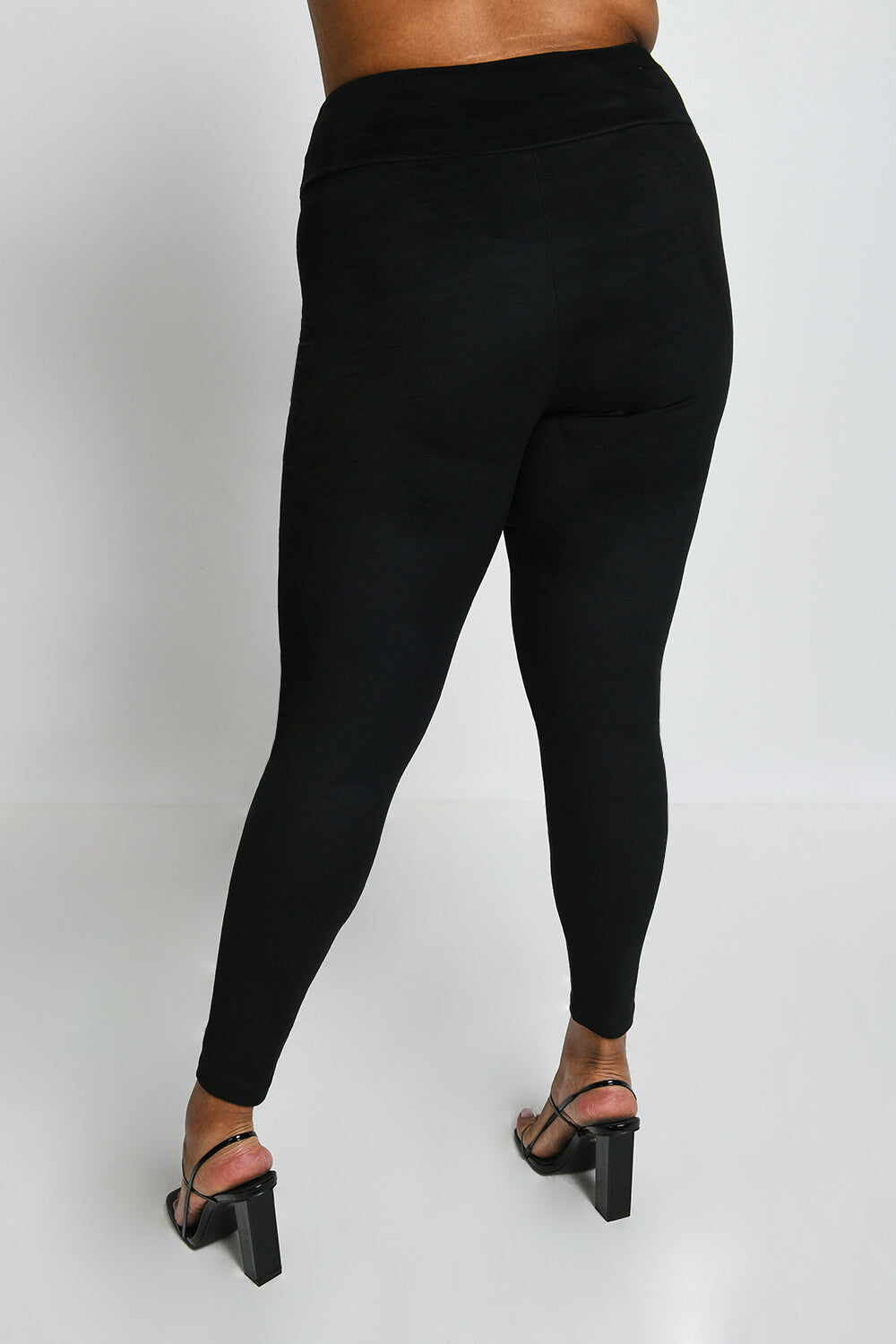 Curve Suede Look Leggings - Black