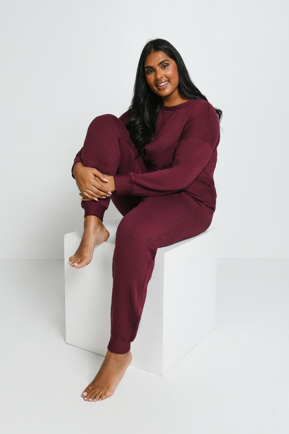 Curve Luxe Lounge Sweatshirt - Dark Cherry
