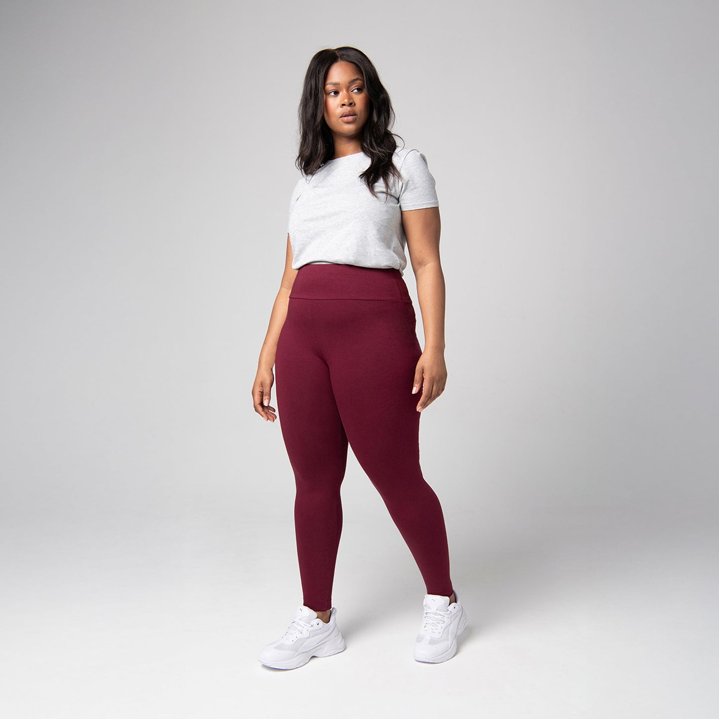 Curve Everyday High Waisted Leggings - Burgundy