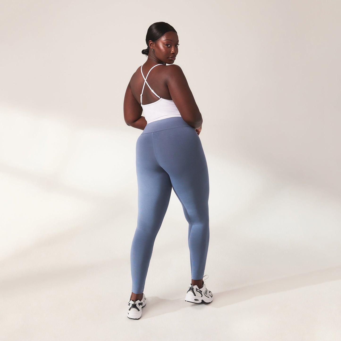 Lightweight Everyday High Waisted Leggings - Steel Blue