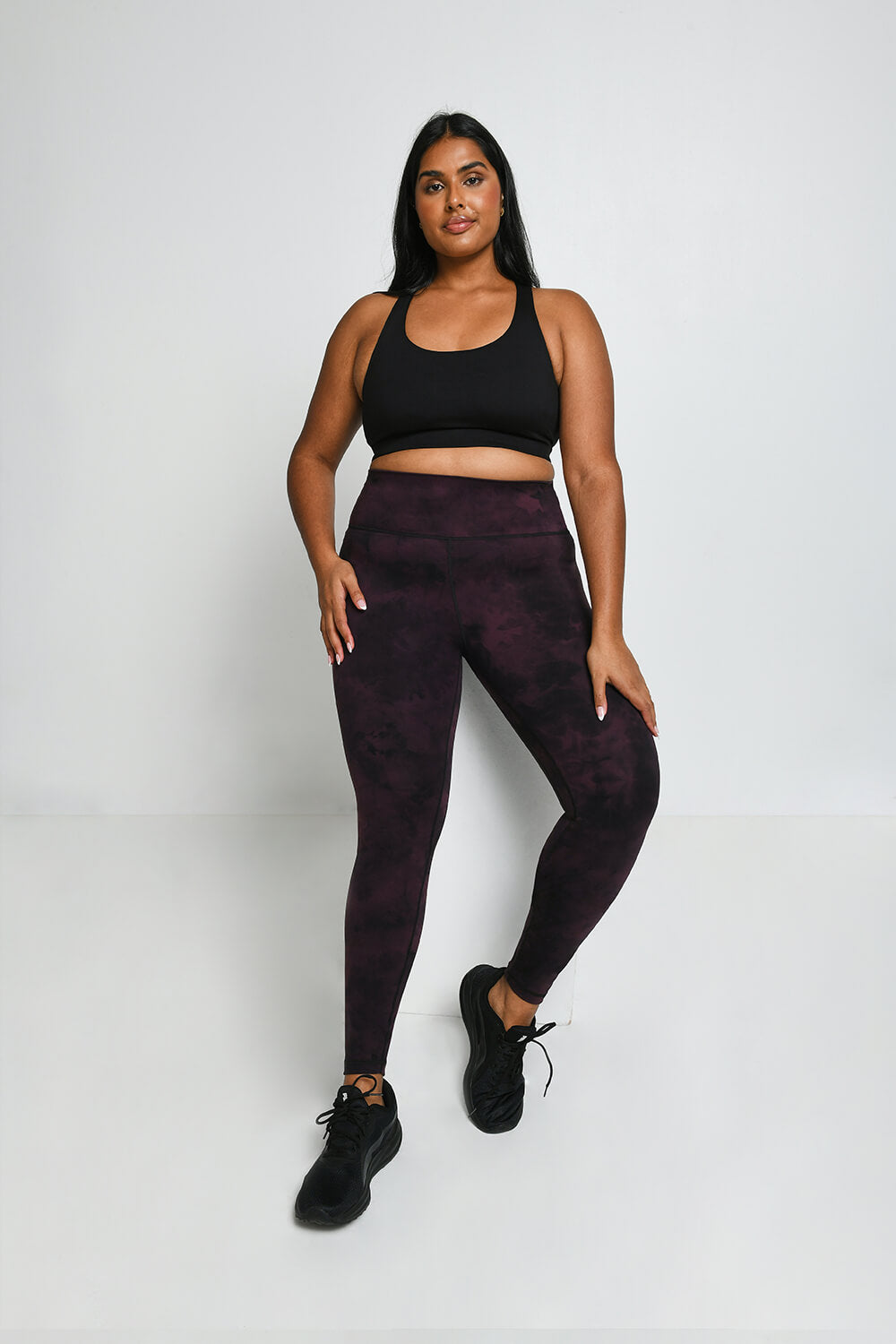 Curve Revitalise High Waisted Leggings - Dark Cherry Tie Dye