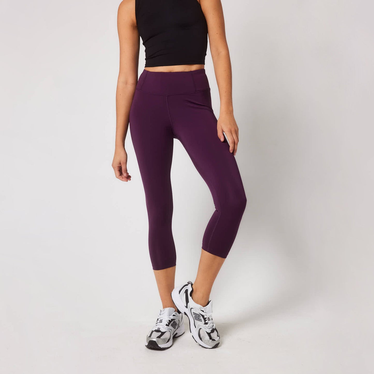 Focus Cropped High Waisted Sports Leggings - Mulberry Plum