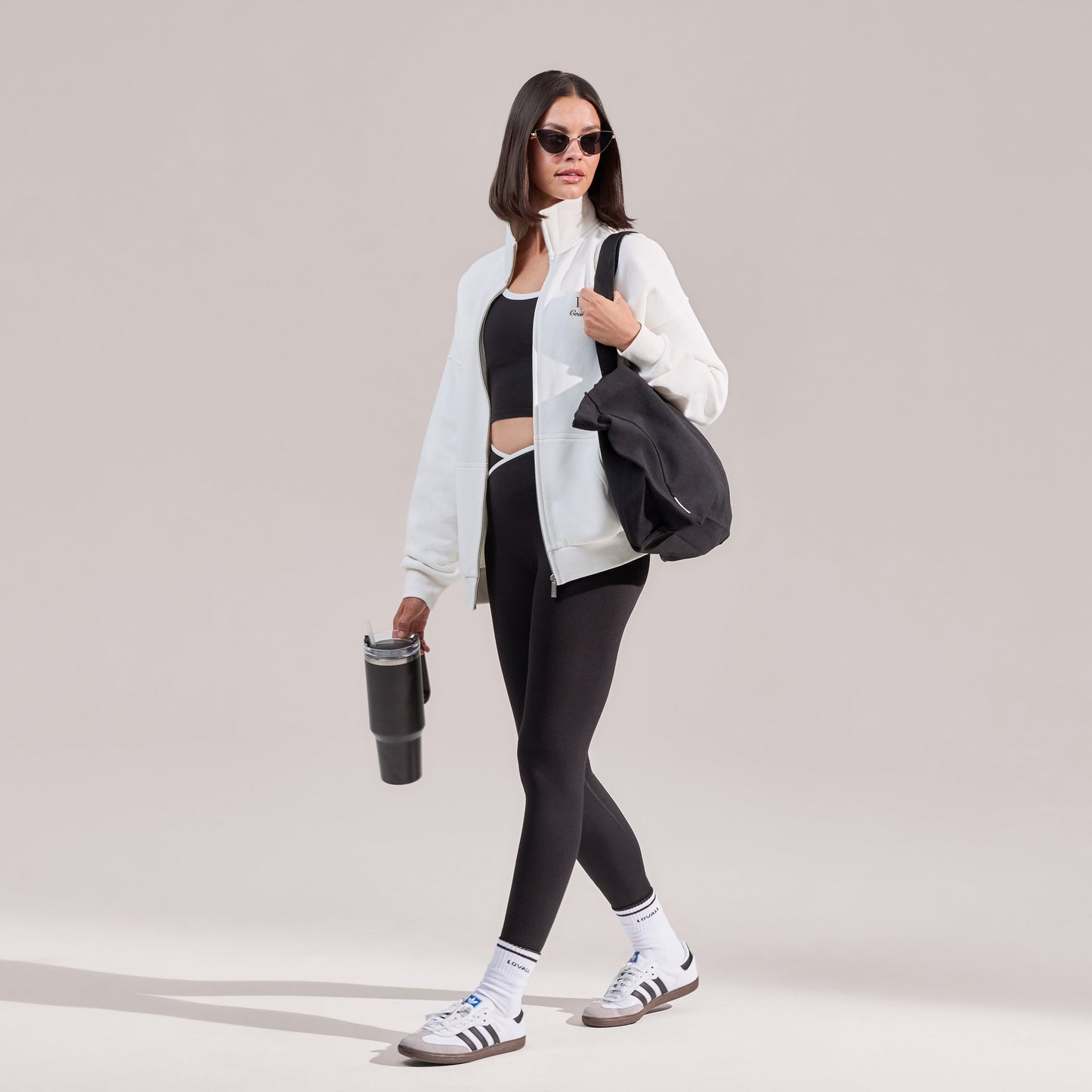 Organic Funnel Neck Zip Through - Off White