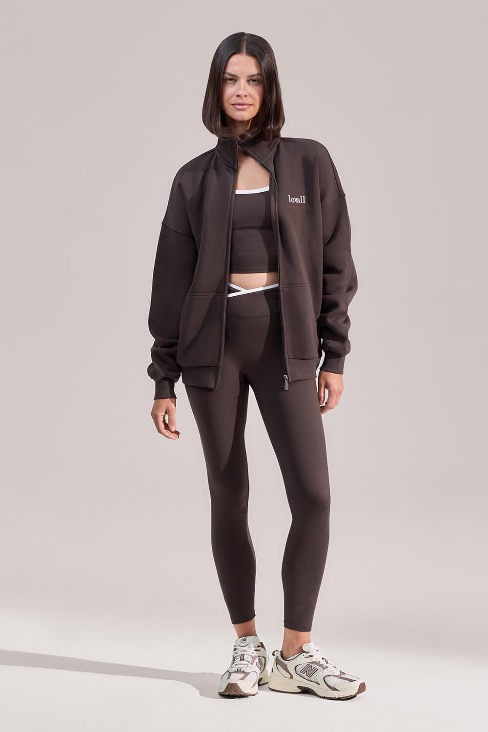 Organic Funnel Neck Zip Through - Black Coffee