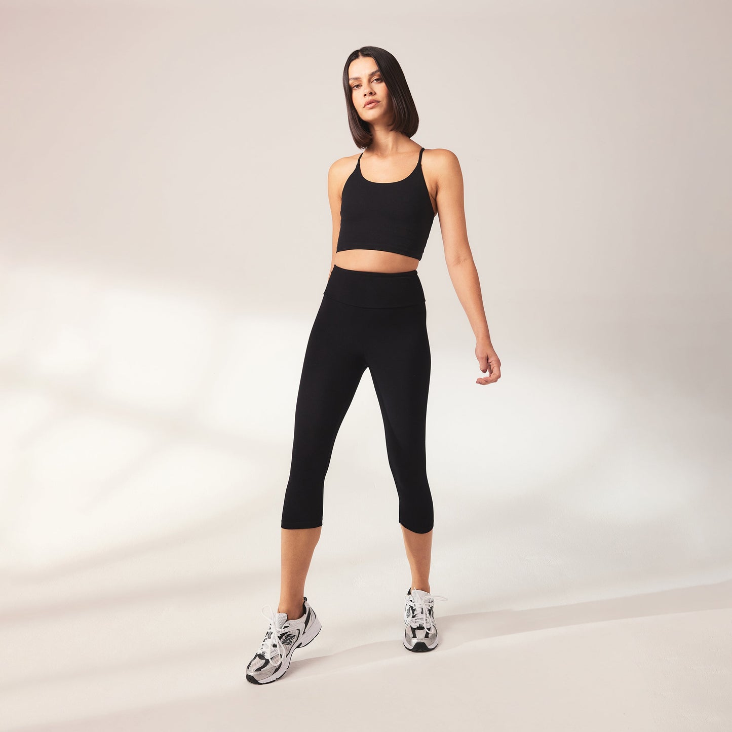 Cropped Lightweight Leggings - Black