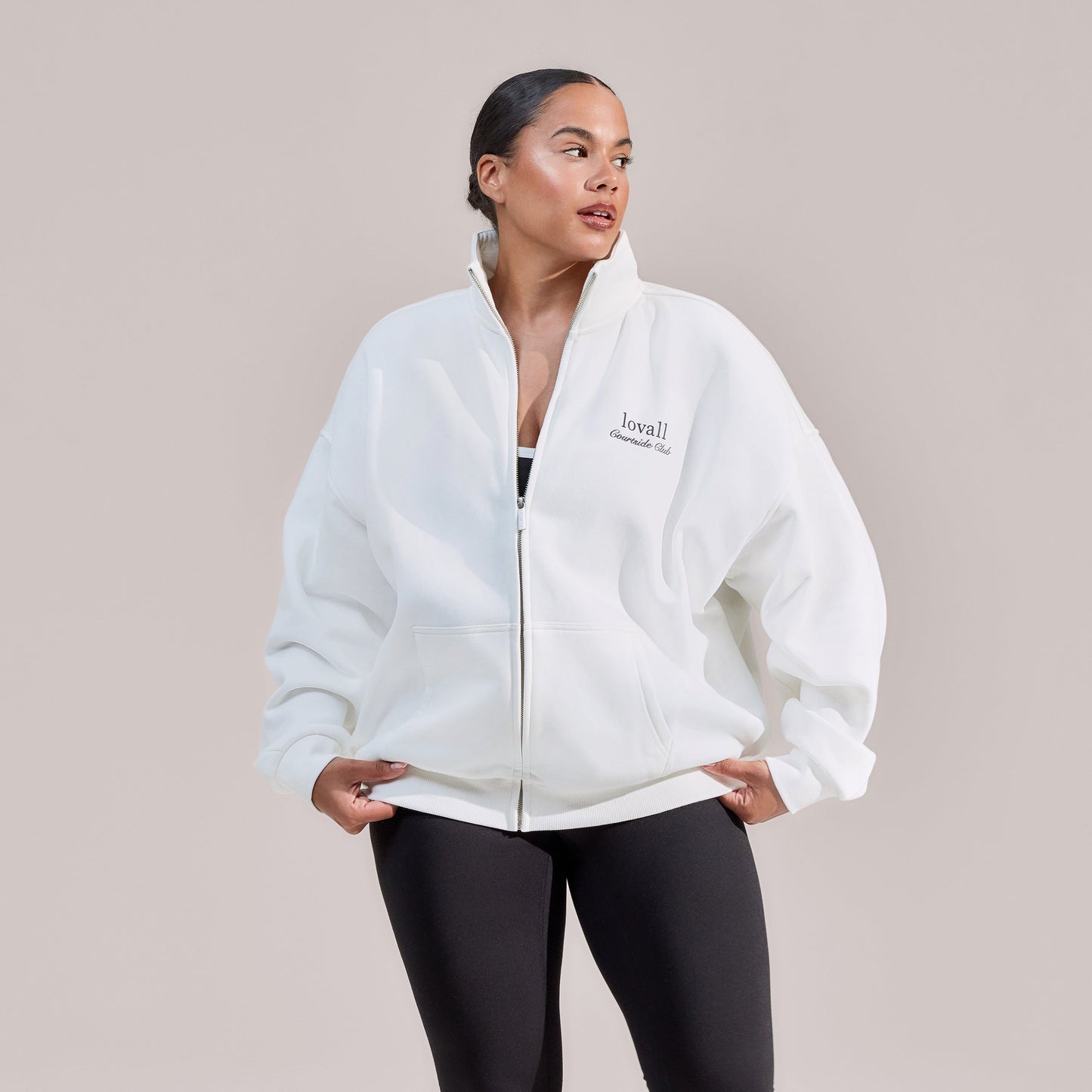 Curve Organic Funnel Neck Zip Through - Off White