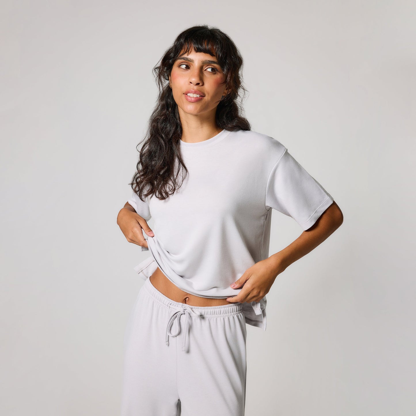 Soft Touch Wide Leg Lounge Set - Grey