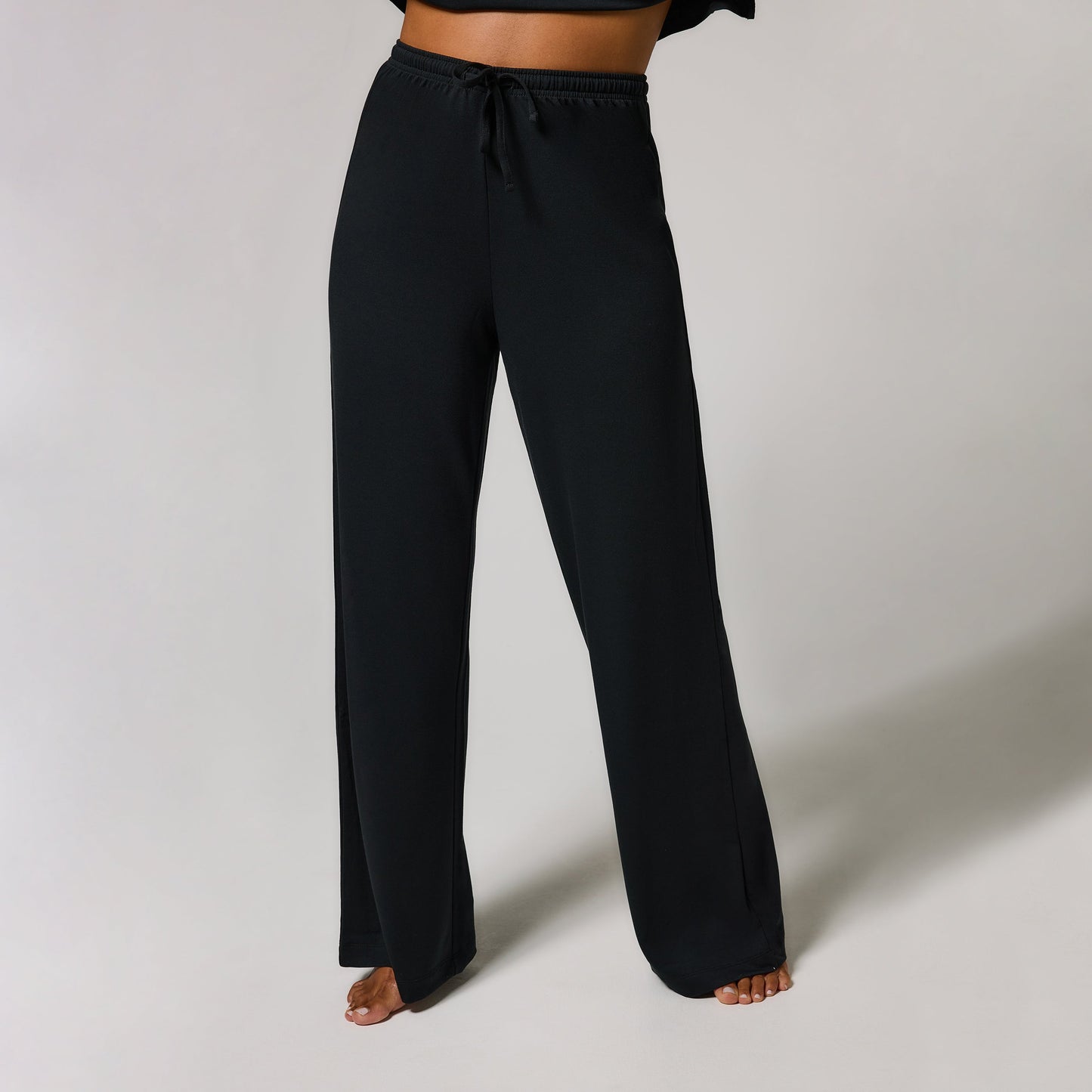 Soft Touch Wide Leg Lounge Set - Black