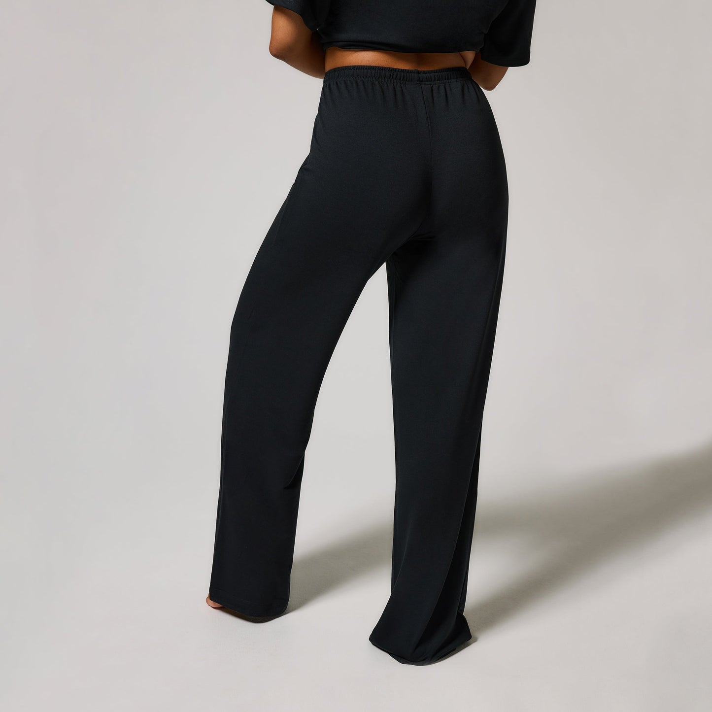 Soft Touch Wide Leg Lounge Set - Black