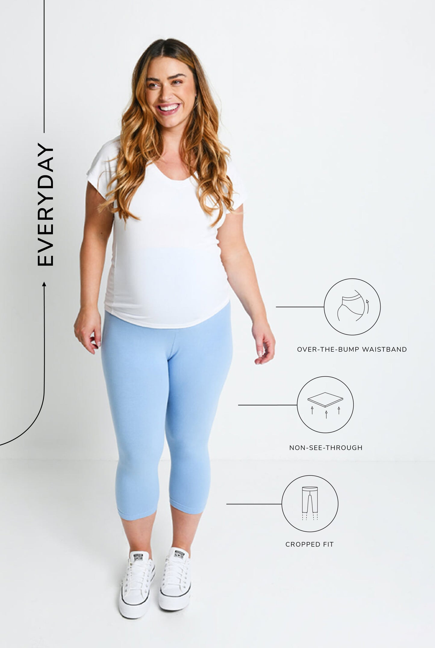 Maternity Everyday Cropped Leggings - Powder Blue