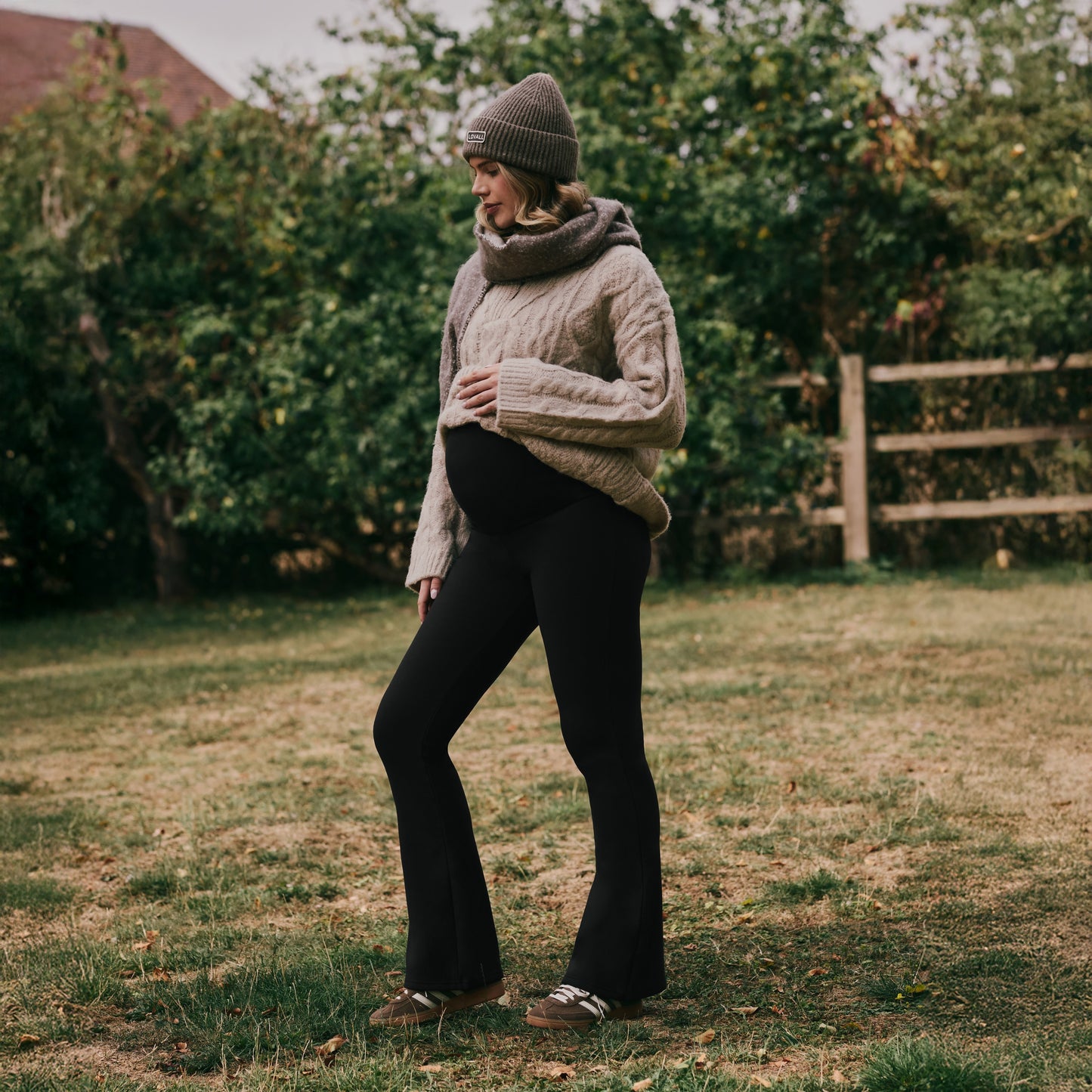 Maternity Winter Flare Leggings - Black