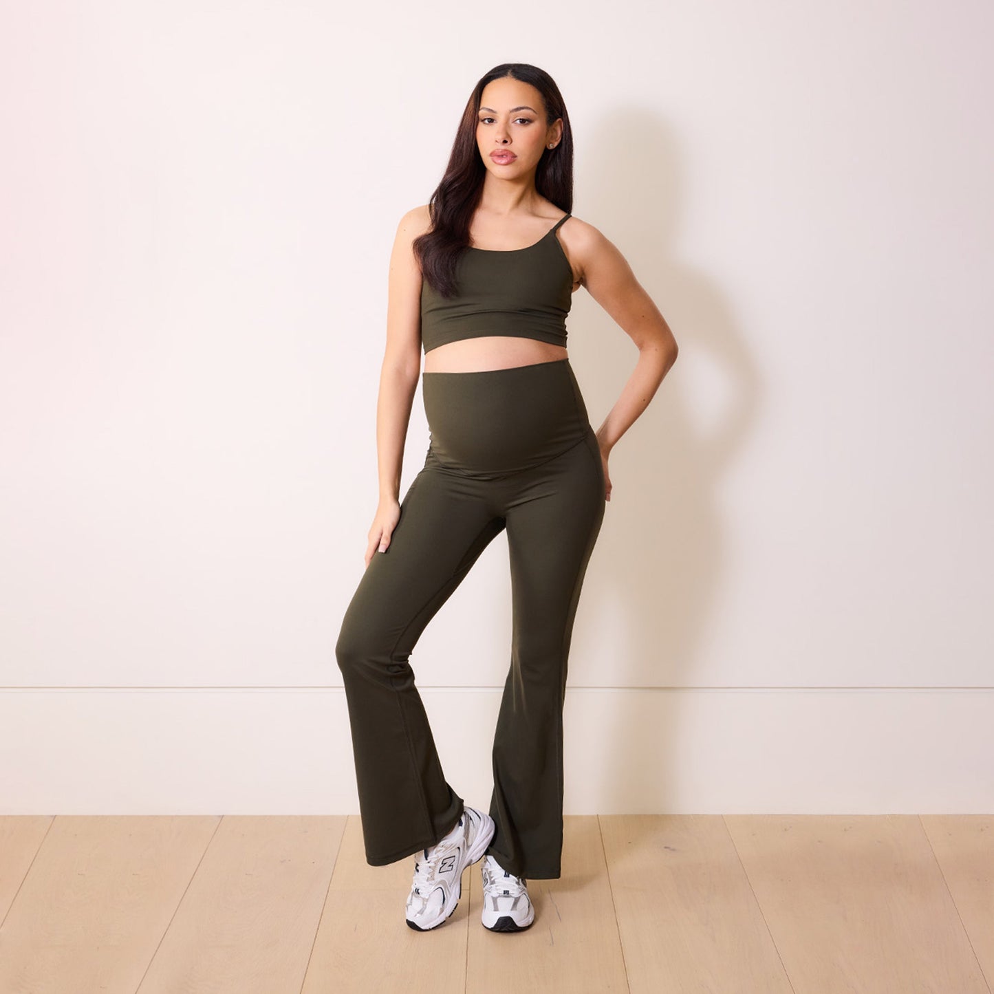 Maternity 24/7 Revitalise Flare Leggings - Deep Olive