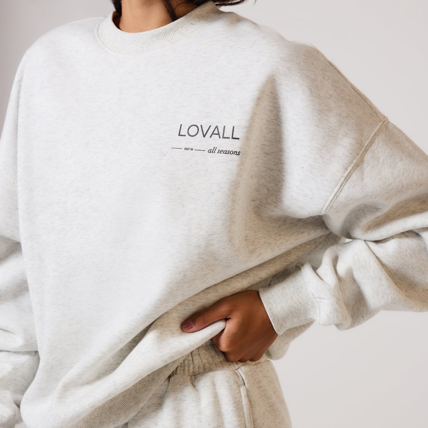 Organic Oversized Sweatshirt Style 3 - Light Grey Marl