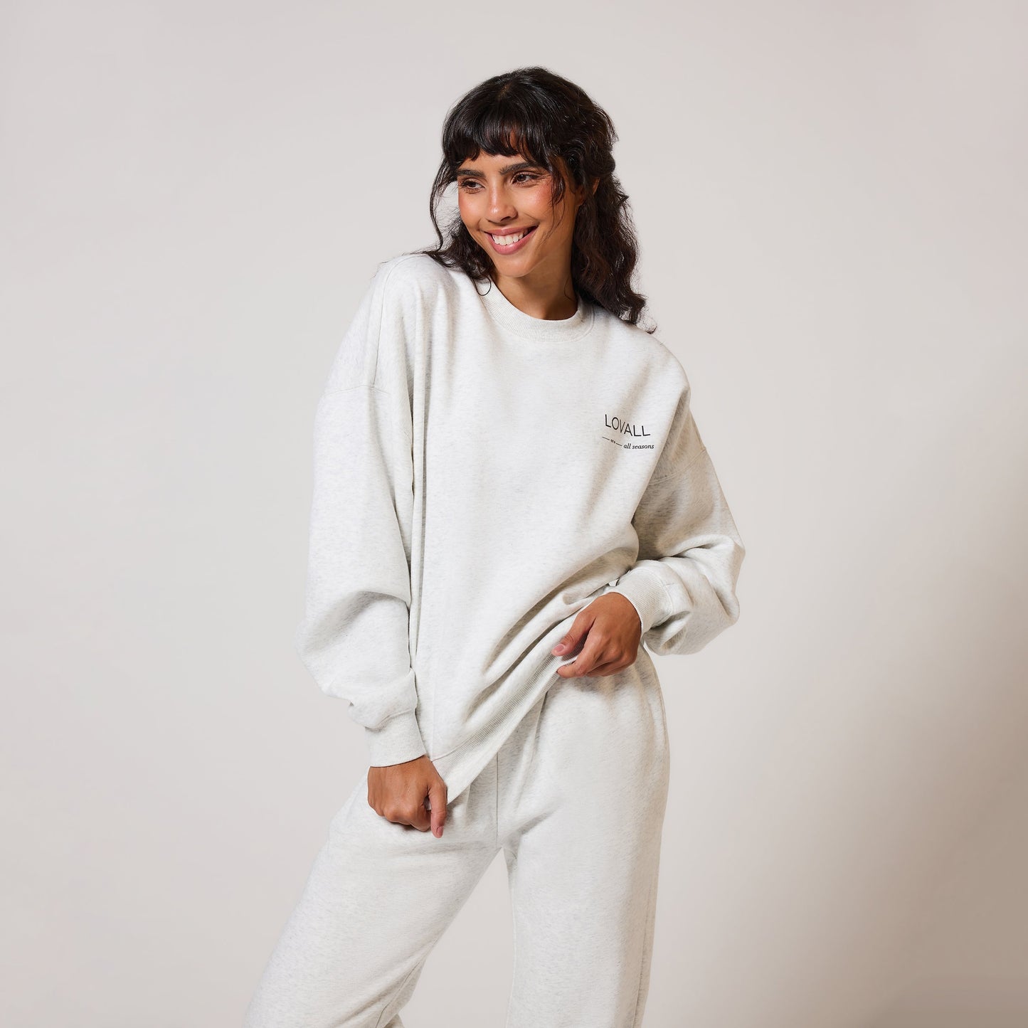Organic Oversized Sweatshirt Style 3 - Light Grey Marl