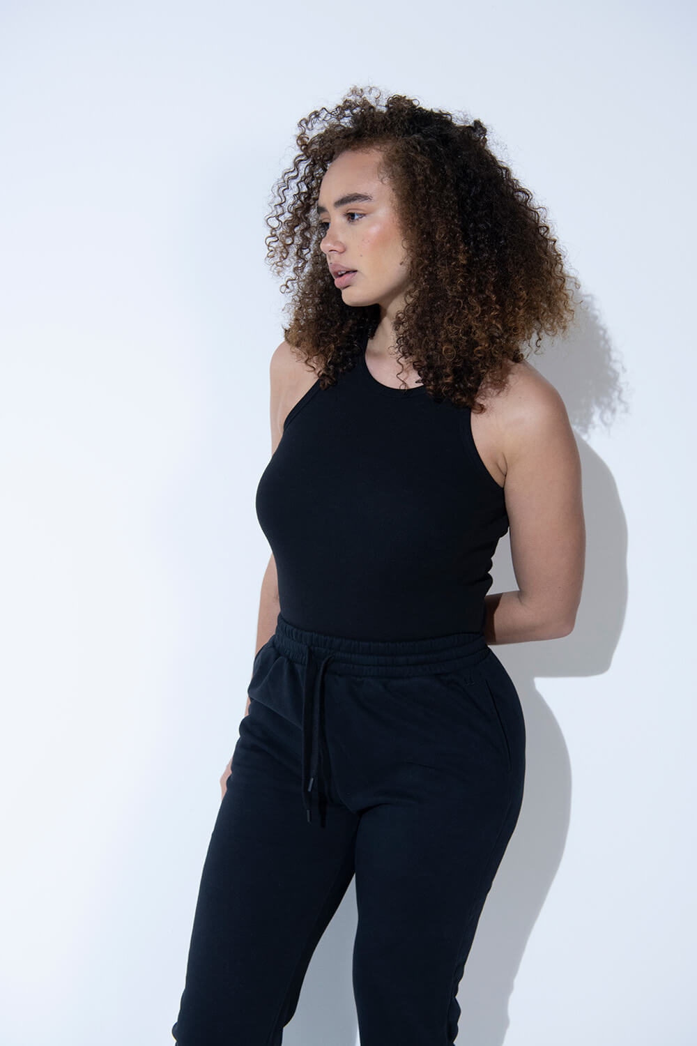 Curve Cotton Rib Tank - Black