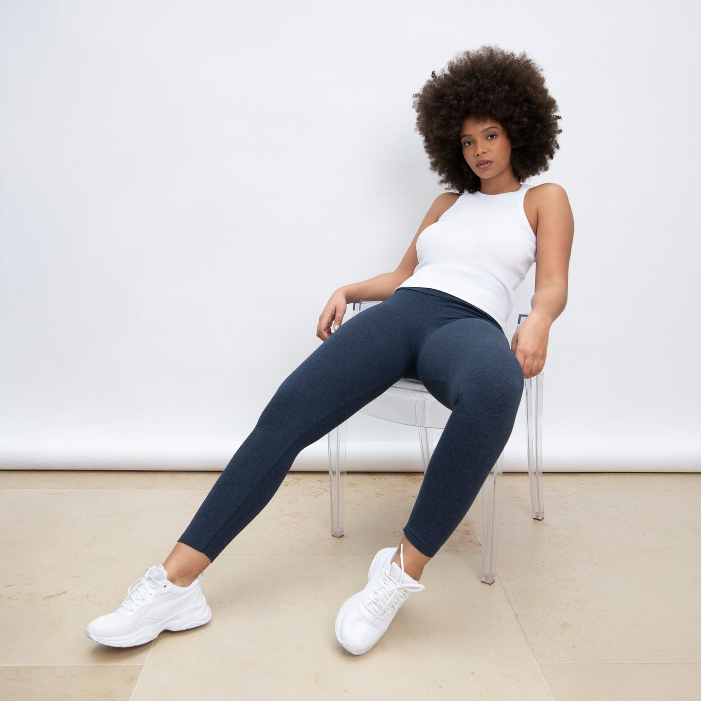 Everyday High Waisted Leggings - Infinity Blue Marl