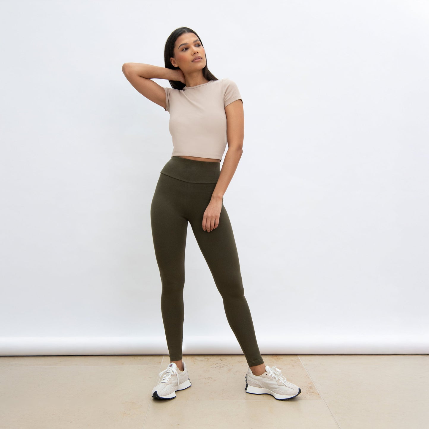 Everyday High Waisted Leggings - Khaki Green
