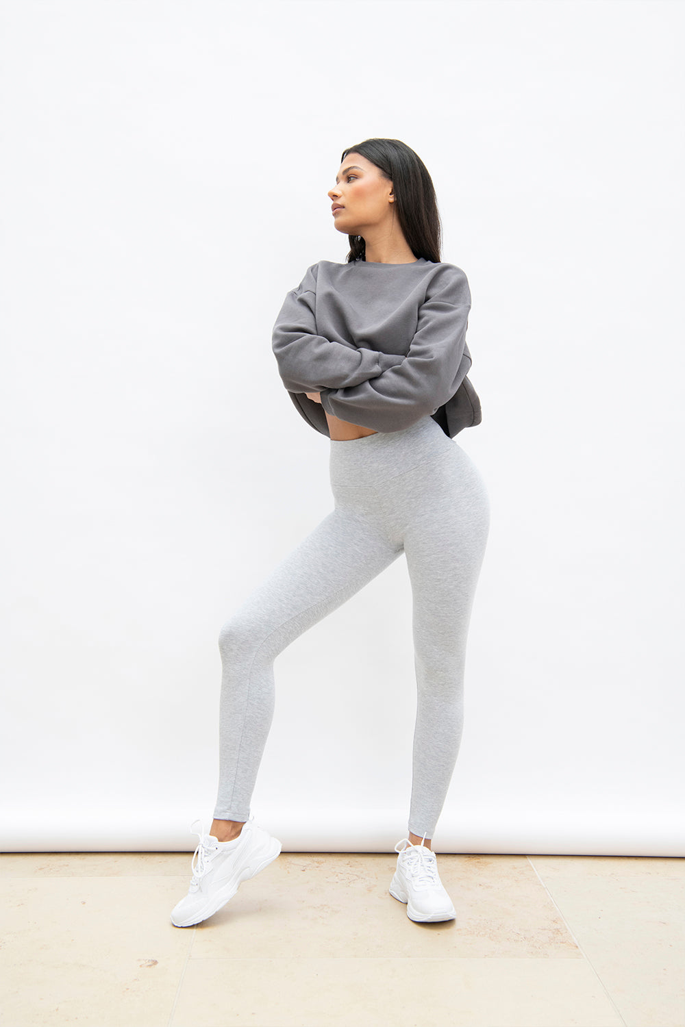 Everyday High Waisted Leggings - Light Grey Marl