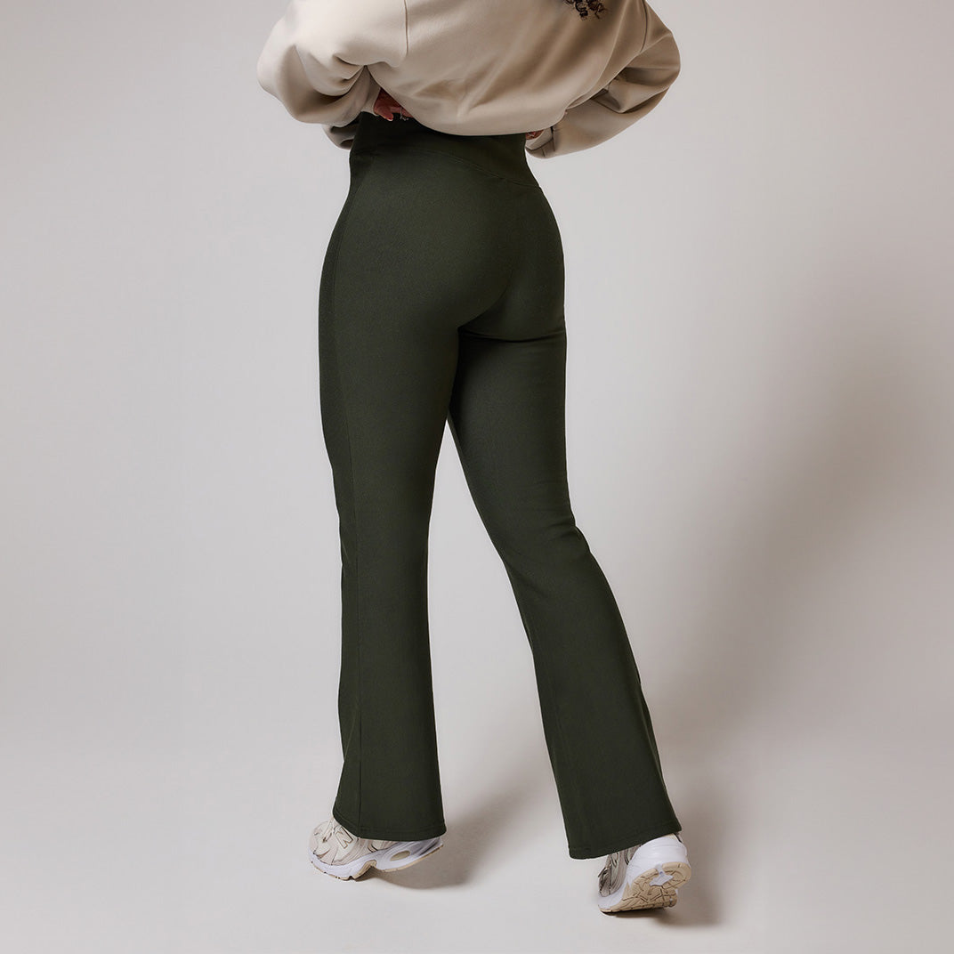 Curve Winter Flare Leggings - Deep Olive