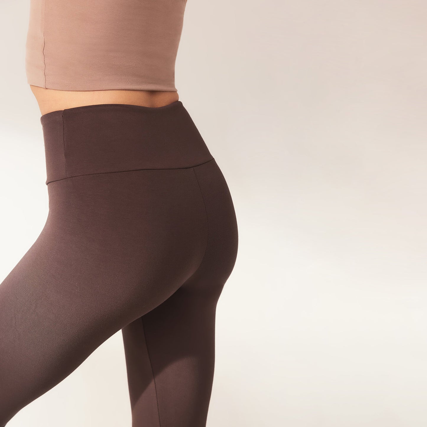 Lightweight Everyday High Waisted Leggings - Espresso Brown