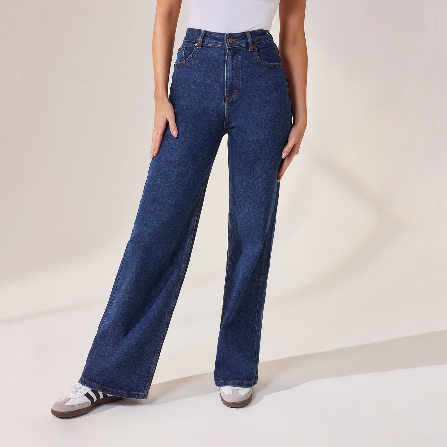 Wide Leg Jeans - Dark Blue