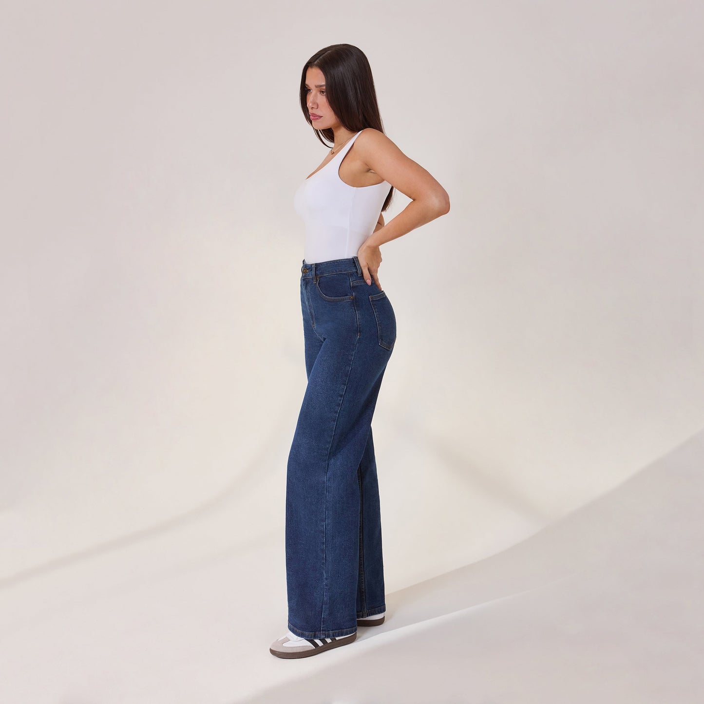 Wide Leg Jeans - Dark Blue