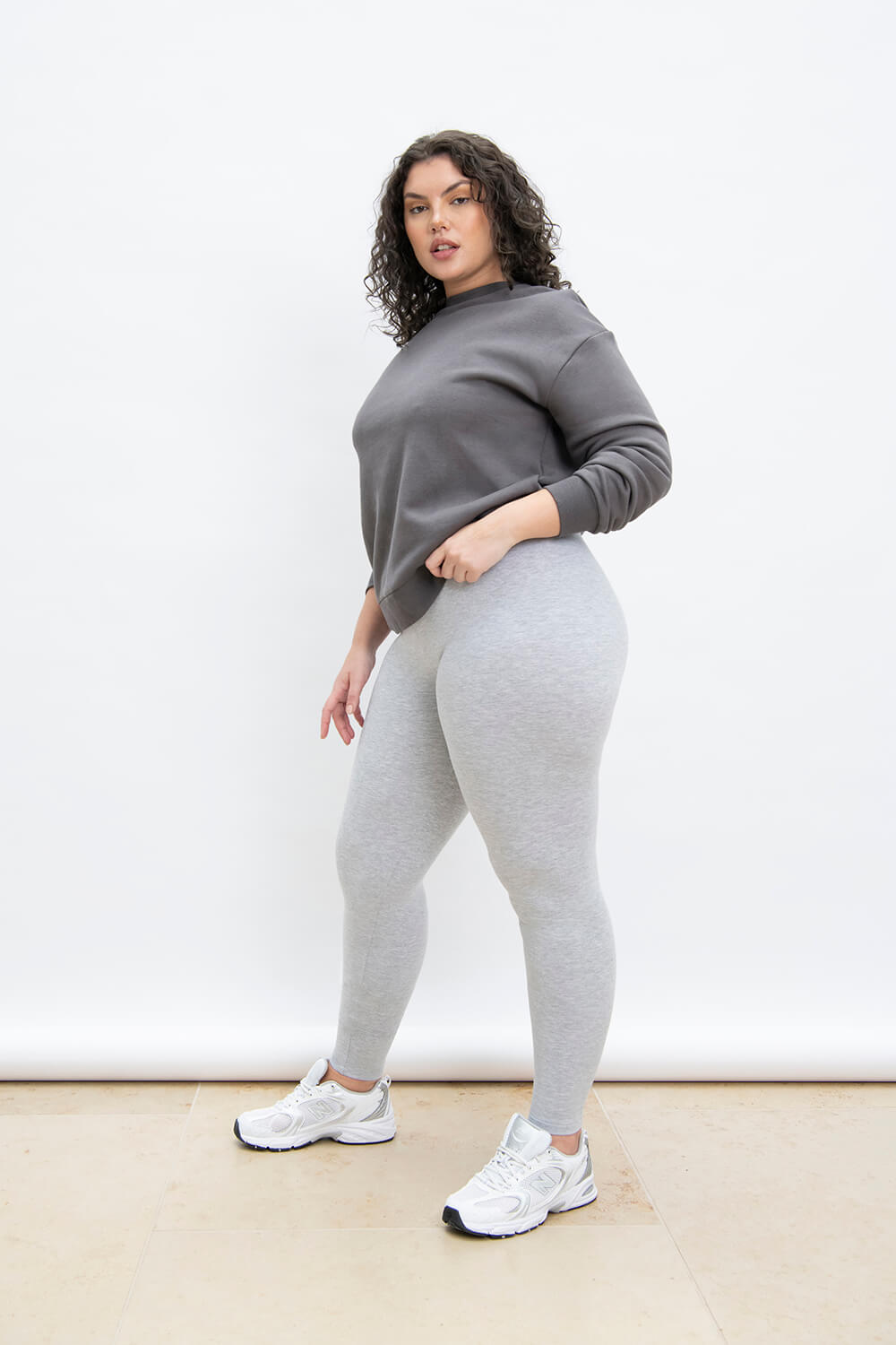 Curve Everyday High Waisted Leggings - Light Grey Marl