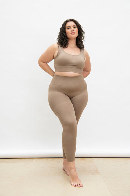Curve Ultimate High Waisted Seamless Leggings - Oatmeal Beige