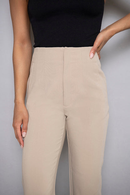 Curve Cigarette Trousers - Sand