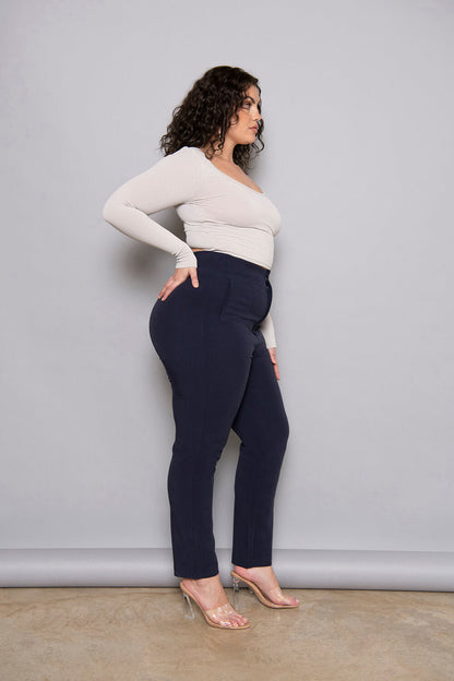 Curve Cigarette Trousers - Navy