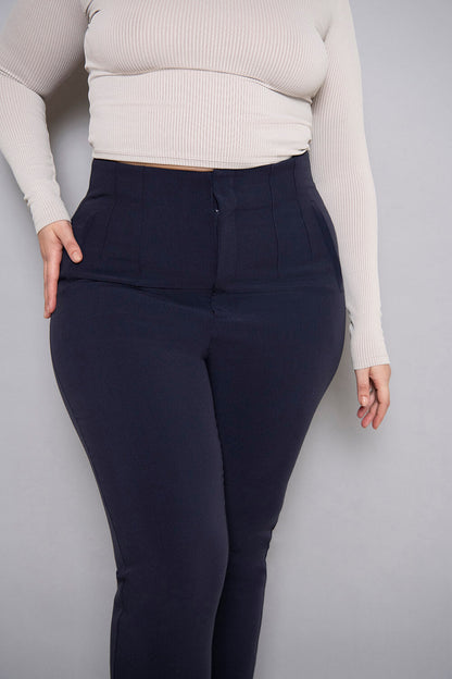 Curve Cigarette Trousers - Navy