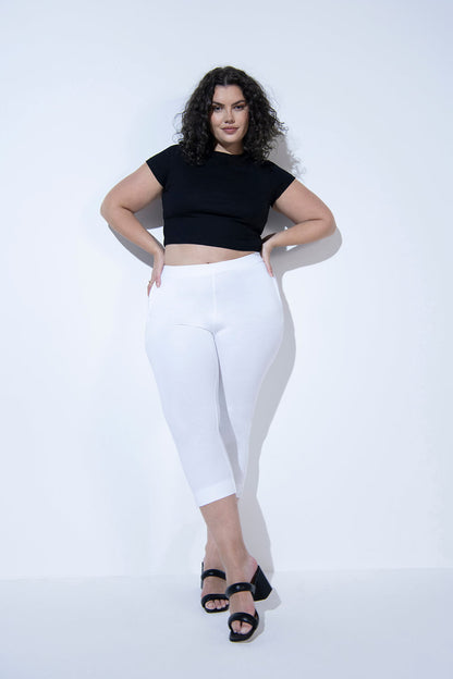 Curve Crop Stretch Trousers - White