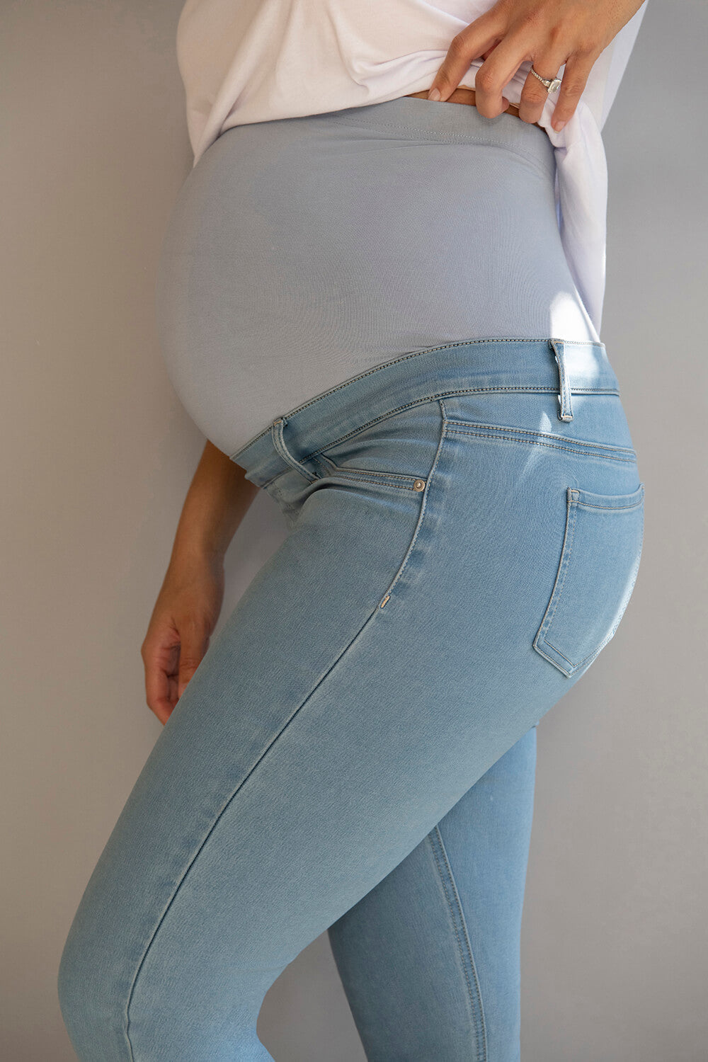 Ankle Grazer Maternity Jeggings - Light Blue