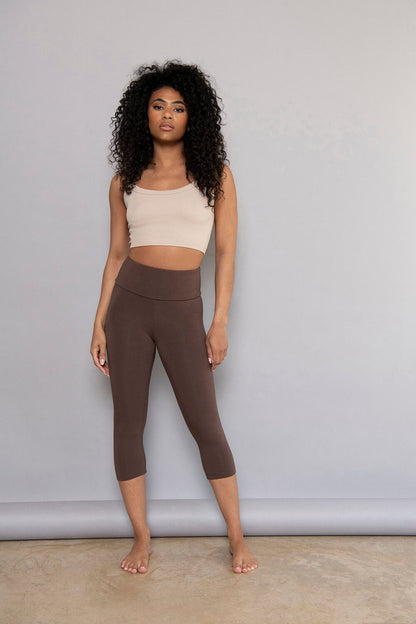 Curve Cropped Lightweight Leggings - Espresso Brown