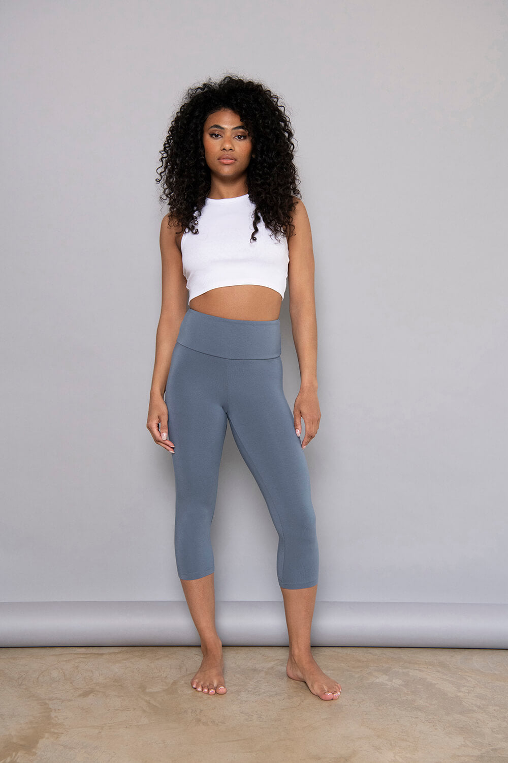 Curve Cropped Lightweight Leggings - Steel Blue