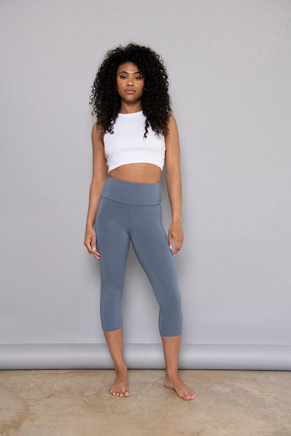 Curve Cropped Lightweight Leggings - Steel Blue