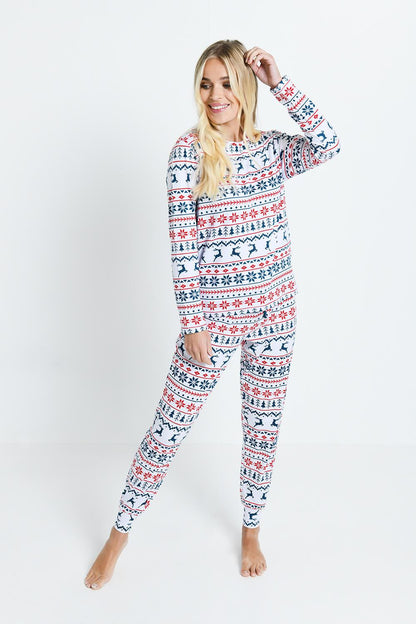 Soft Touch Pyjama Set - White Christmas Print