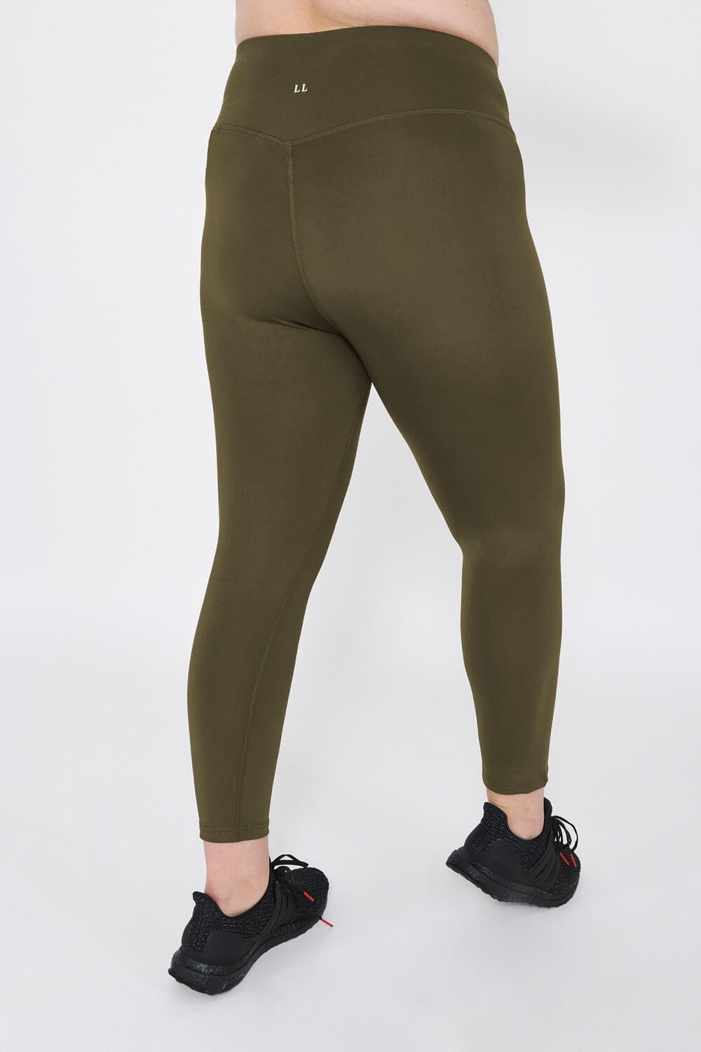 Curve Focus 7/8 High Waisted Sports Leggings - Olive Green