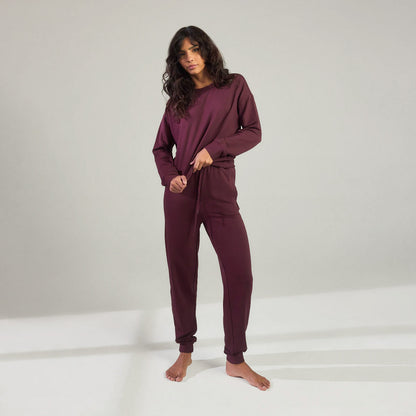 Luxe Lounge Sweatshirt - Dark Cherry