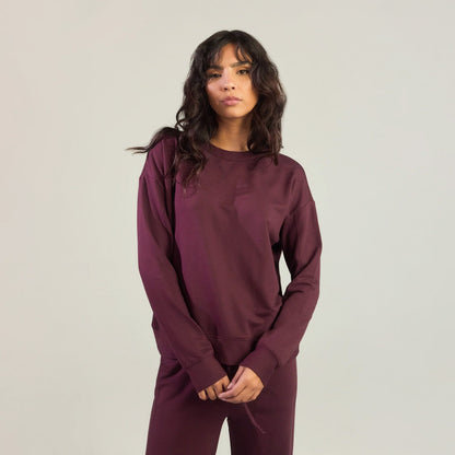 Luxe Lounge Sweatshirt - Dark Cherry