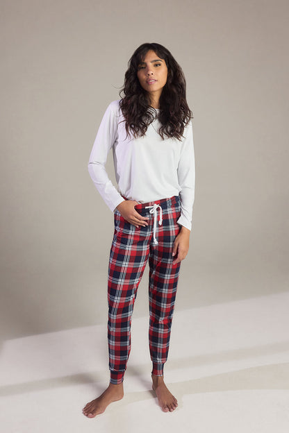 Curve Soft Touch Pyjama Set - Navy & Red Check