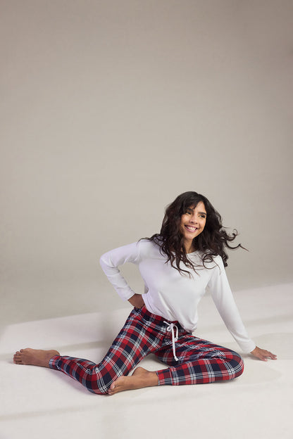 Curve Soft Touch Pyjama Set - Navy & Red Check