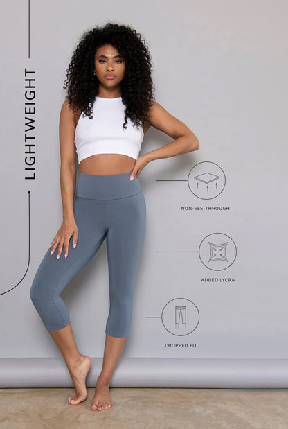 Curve Cropped Lightweight Leggings - Steel Blue