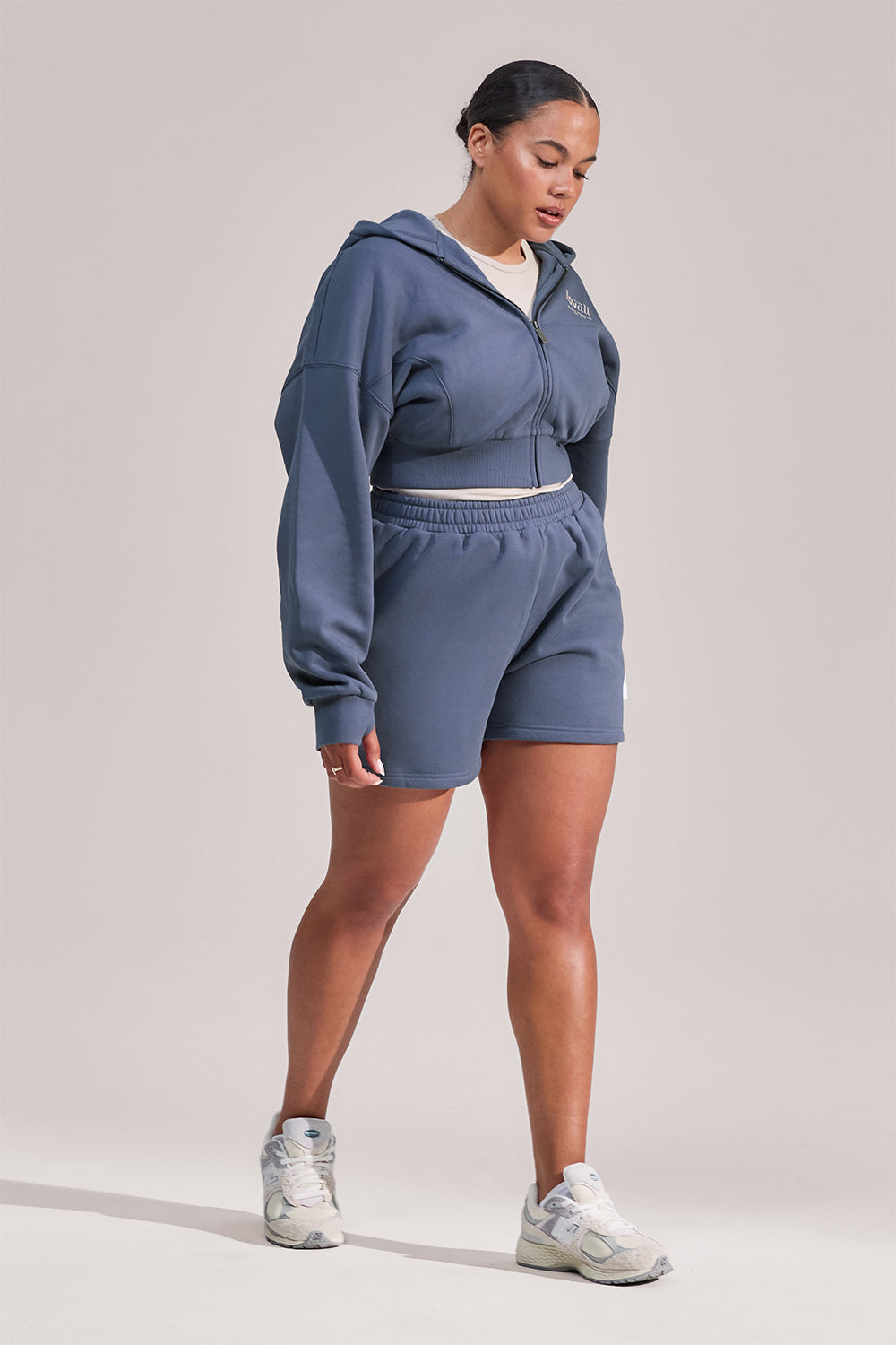 Curve Organic Crop Zip Hoodie - Ice Blue