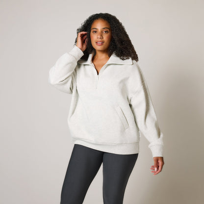 Curve Organic Oversized 1/4 Zip Sweatshirt - Light Grey Marl