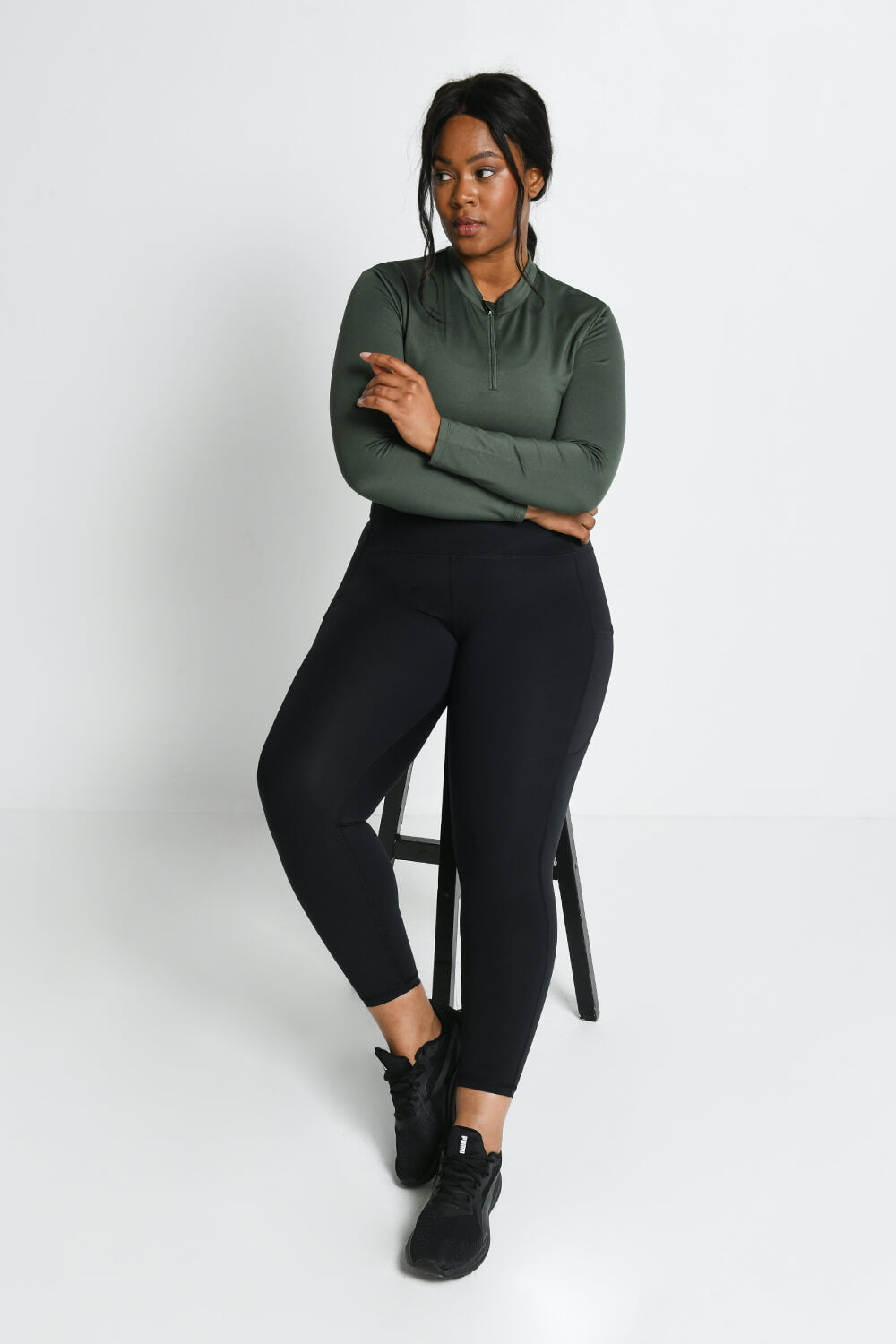 Curve Energise 7/8 Sports Leggings - Midnight Black