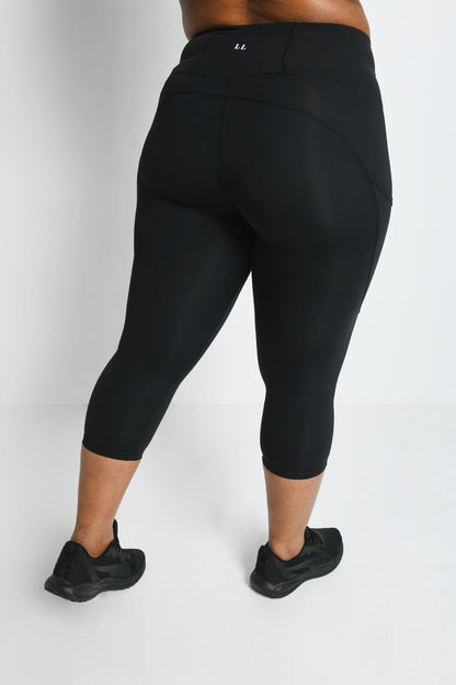 Curve Energise Cropped Sports Leggings - Midnight Black