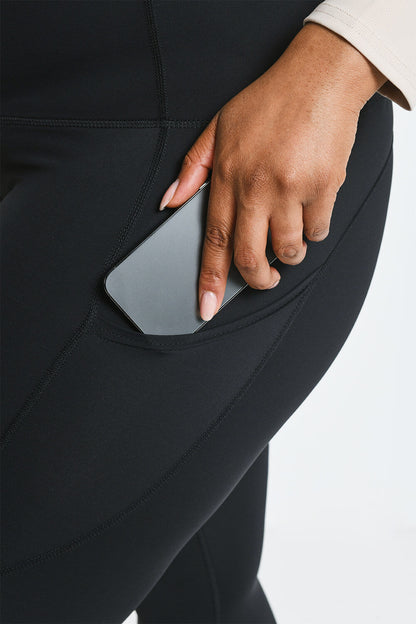 Curve Energise Cropped Sports Leggings - Midnight Black